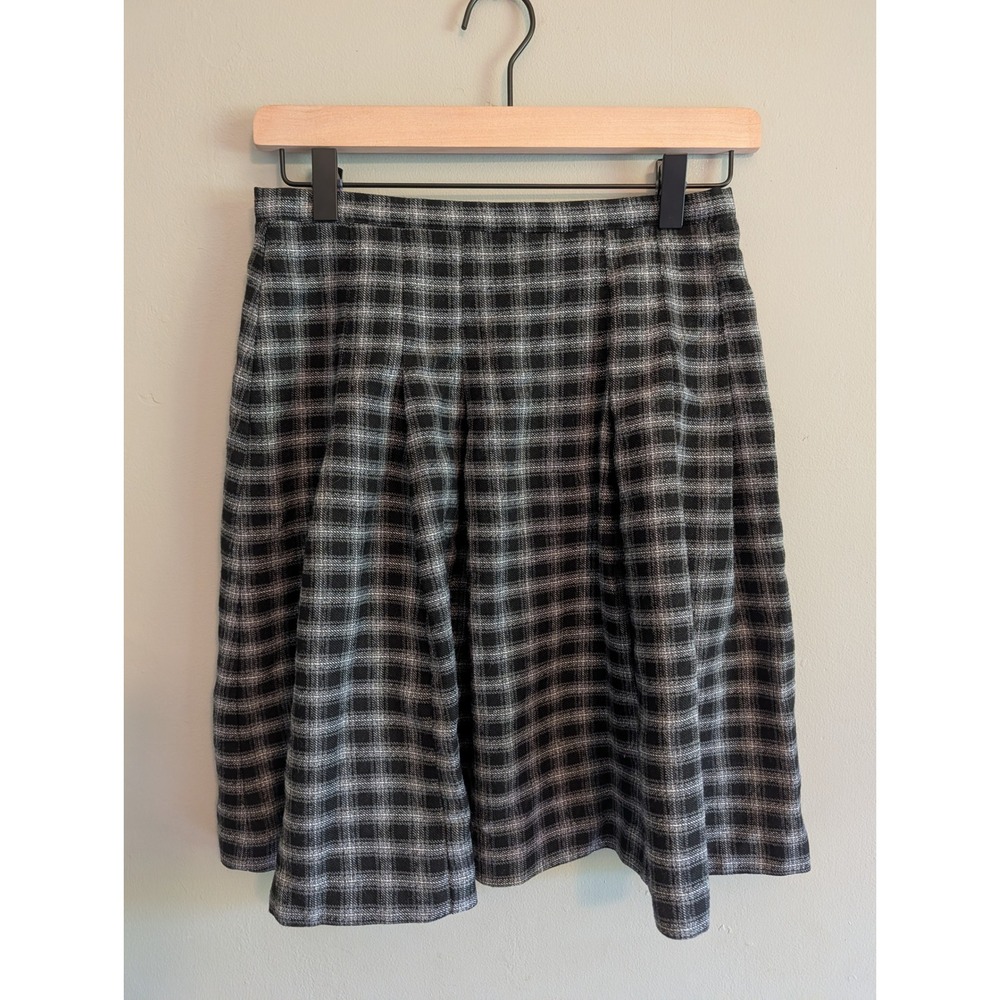 Vintage Lloyd New York Plaid Pleated Mini Skirt Size 8 School Girl‎ Black Grey